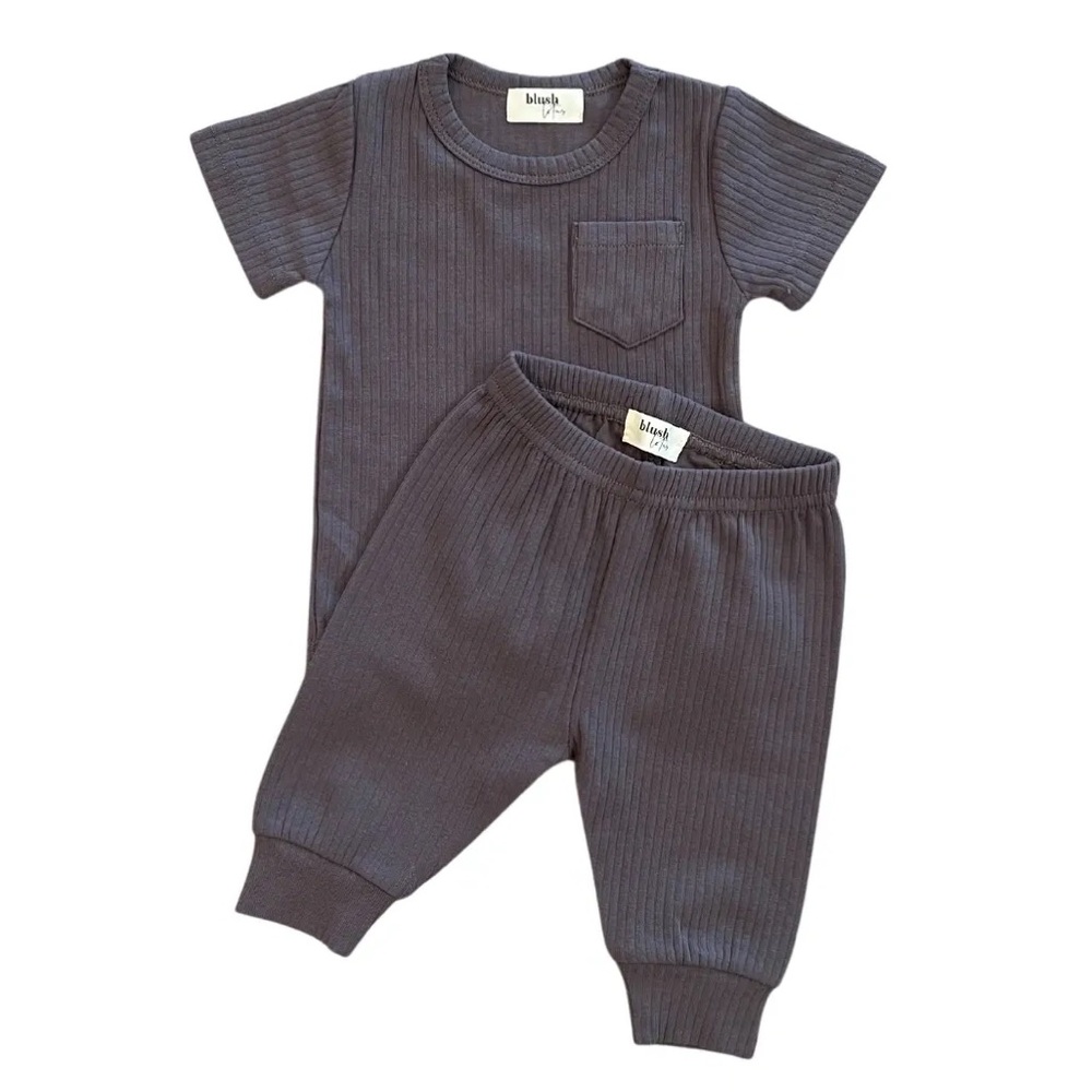 COAL | Ribbed organic baby toddler two-piece set